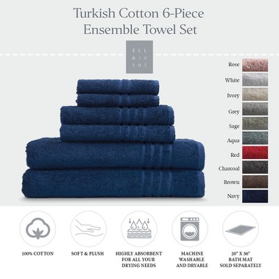 Ella Jayne Luxury 6 Piece Bath Towels Set – Ultra Plush & Absorbent 100% Premium Cotton Towels – Soft, Quick-Dry Bath Towels for Hands, Face & Body