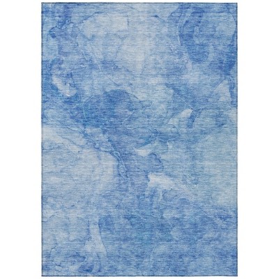 Denim Blue And Sky Blue Nautical Washable Indoor Outdoor Area Rug