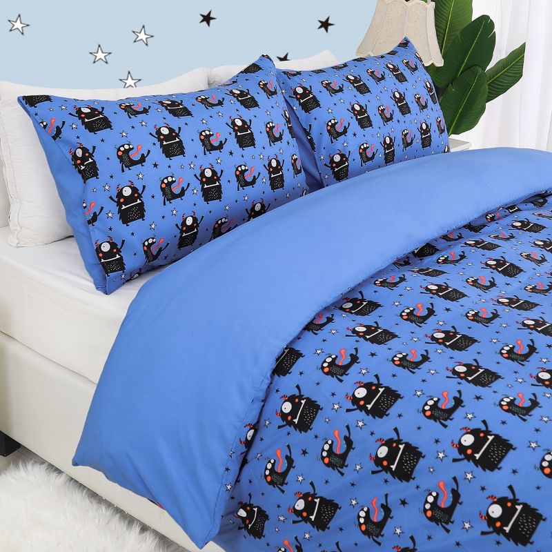 PiccoCasa Kids Cartoon Series Pattern Polyester Duvet Cover with 2 Pillowcases Bedding Set 3 Pcs, 4 of 6