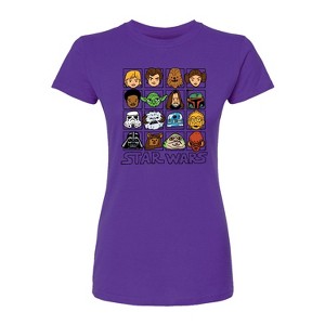 Women's - Star Wars - Yoda and Friends Face Grid Fitted Graphic T-Shirt - 1 of 1