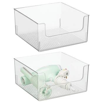 mDesign Plastic Bathroom Storage Organizer Bin with Open Front