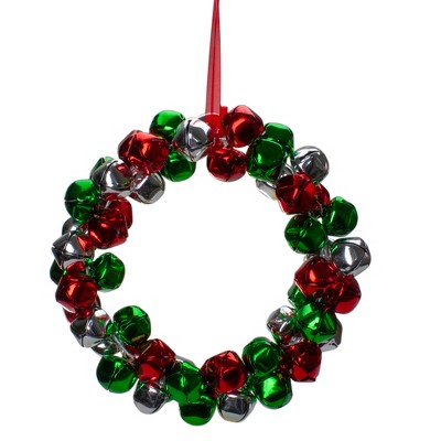 Northlight 9" Red, Green, and Silver Jingle Bell Christmas Wreath