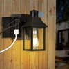 DORESshop 1-Light Black Dusk to Dawn Motion Sensor Outdoor Wall Lantern Sconce with Clear Glass and Built-In GFCI and USB Outlets - 2 of 4