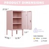 Single Door Lockable Metal End Table,Modern Minimalist Room Side Table with 2 Adjustable Shelf ,Multi Cabinet ,27.55”H x 13.78”W x 14.96”D Pink - 2 of 4
