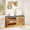 Costway Shoe Storage Bench with Cushion 2 Flip-over Doors & Adjustable Shelves - 4 of 4