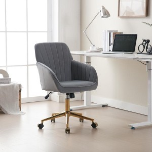 Modern Home Office Desk Chair, Armless Cross Legged Office Desk Chair, Fabric Padded Modern Swivel Height Adjustable for Home Office-The Pop Home - 1 of 4