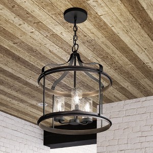 Urban Ambiance Luxury Farmhouse Outdoor Pendant 20.625''H x 16''W,  Midnight Black Finish,  Gilbert Collection, UHP1421 - 1 of 4
