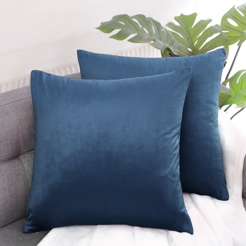 Piccocasa Sofa Couch Bed Chair Velvet Decors Luxury Euro Square Throw Pillow Er Navy Blue 18 X