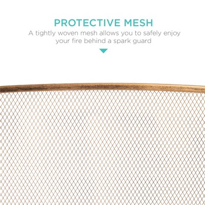 Antique Gold Three-Panel Steel Mesh Fireplace Screen