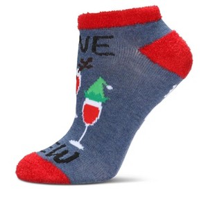 Memoi Women's Tis The Season To Wine Low-Cut Non-Skid Socks Dark Denim Heather 9-11 - 1 of 4