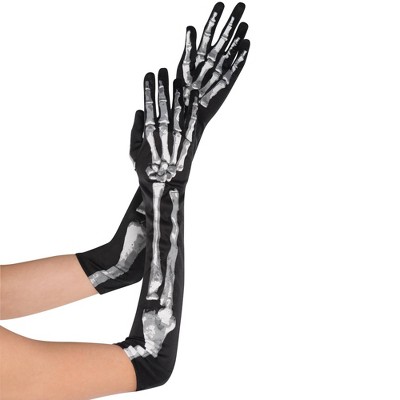 Adult Skeleton Long Gloves Accessory Halloween Costume