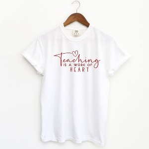 Simply Sage Market Women's Teaching Is A Work of Heart Short Sleeve Garment Dyed Tee - 1 of 2