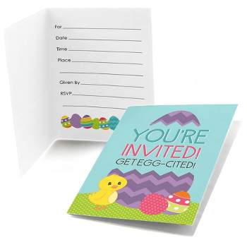 Big Dot of Happiness Hippity Hoppity - Fill In Easter Bunny Party Invitations (8 count)
