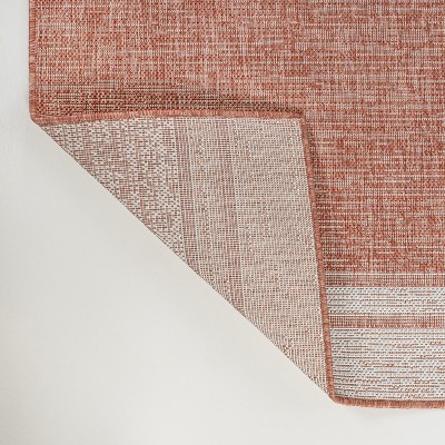 Salmon and Cream Synthetic Reversible Indoor/Outdoor Rug 3x5