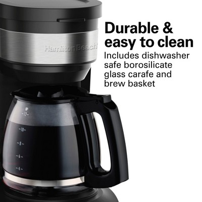 Hamilton Beach Black Glossy 12-Cup Programmable Coffee Maker with Glass Carafe
