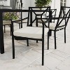 Martha Stewart Lily Pond Set of 2 Indoor-Outdoor Stackable Patio Dining Armchairs with Steel Frames in Black with Cream All-Weather Cushions - 2 of 4