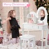 Kids Vanity Set with Mirror, Makeup Table and Stool for Girls, Vanity Desk and Chair with Wood Makeup Playset for 4-9 Girls - 4 of 4