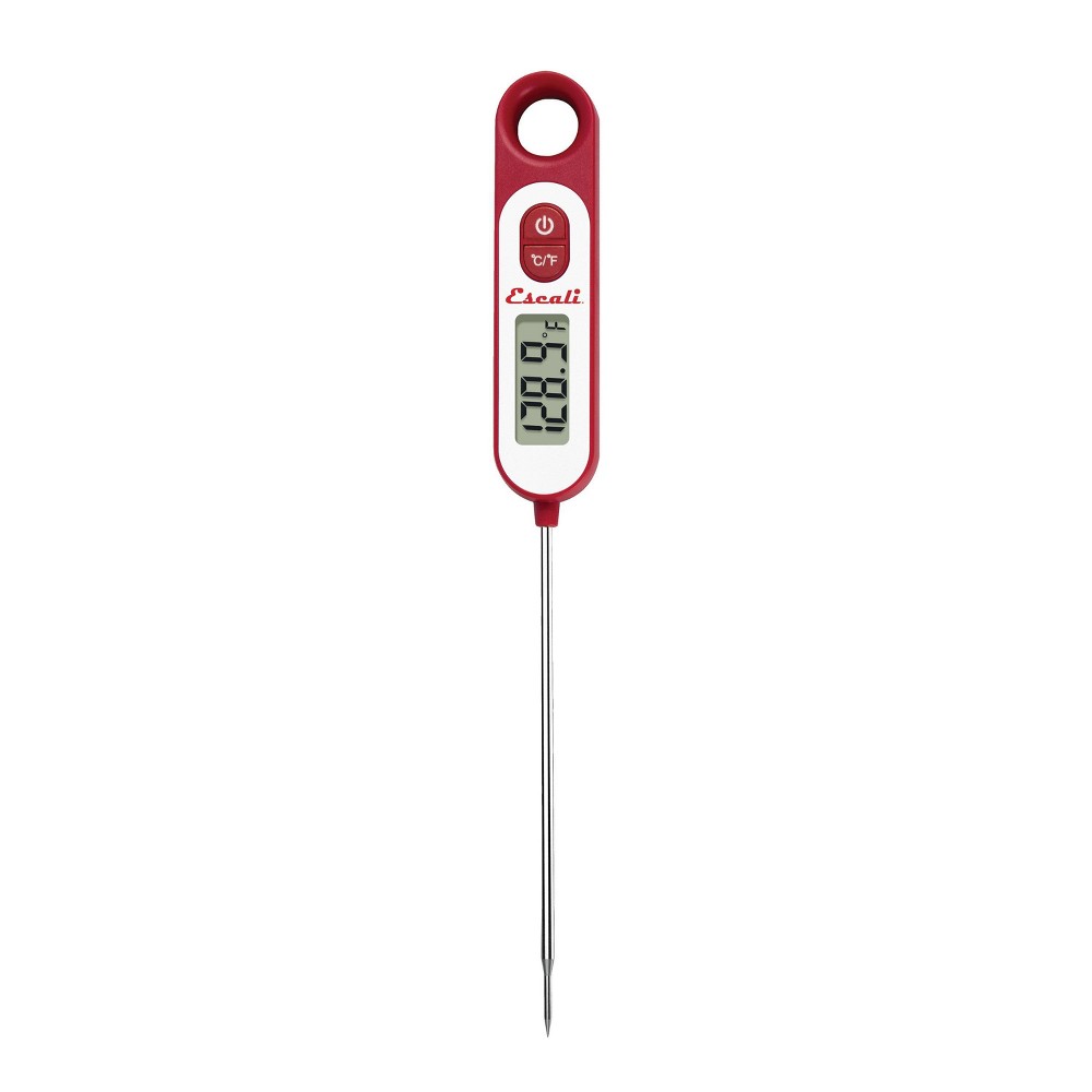Escali Digital Long Stem Thermometer Red: Digital Food & Meat Thermometer for Cooking, BBQ, Metal, -58 to 572°F Range