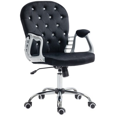 Vinsetto Vanity Middle Back Office Chair Tufted Backrest Swivel Rolling Wheels Task Chair with Height Adjustable Comfortable with Armrests