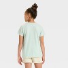 Girls' Stitch Glitter Bow Short Sleeve Graphic T-Shirt - Light Mint Green - 3 of 4