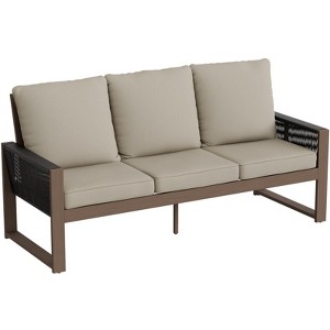 EAGLE PEAK Natural Cedar Patio Furniture, Real Wood Outdoor Furniture Couch 3 Seat Sofa - 1 of 4