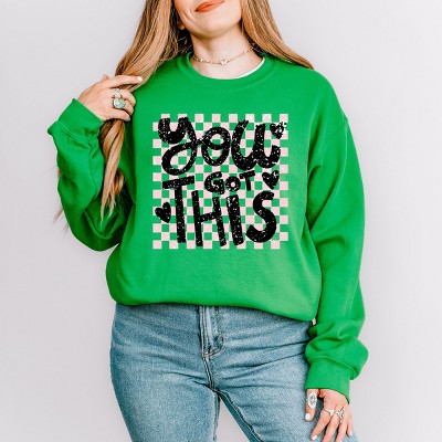 Simply Sage Market You Got This Distressed Checkered Sweatshirt
