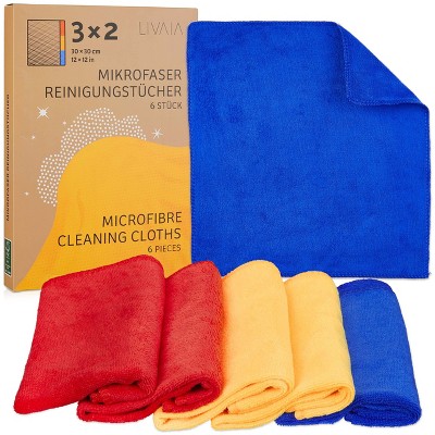 Livaia Microfiber Towels For Cleaning, 6 Microfiber Cleaning Cloths