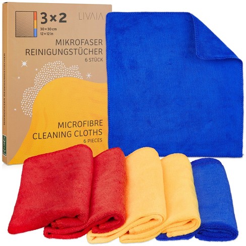 LIVAIA Microfiber Cleaning Cloth Set: 6 in Black, White & Grey, 0.91 H 12.2  L 8.66 W - Food 4 Less