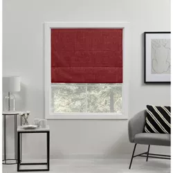 64"x27" Acadia Total Blackout Roman Curtain Shades Red - Exclusive Home