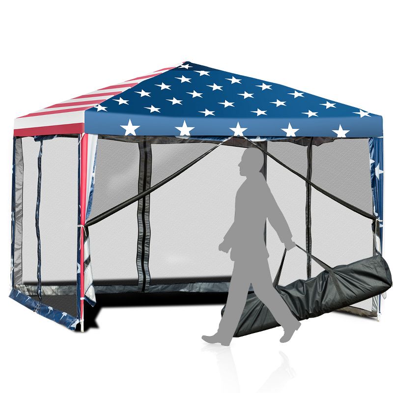 Costway 10'x10' Folding Pop Up Tent Gazebo Canopy Mesh Sidewall, 1 of 11