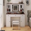 TiramisuBest Farmhouse Vanity Desk with Sliding Mirror,Lights and Charging Station,Table Desk with Dimmable Led Light,Vanity T - 3 of 4
