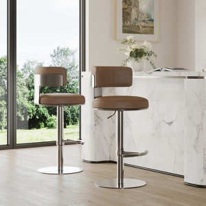 Spruce&Spring Modern Adjustable Swivel Bar Stools Set Back and Arched Footrest - 1 of 4
