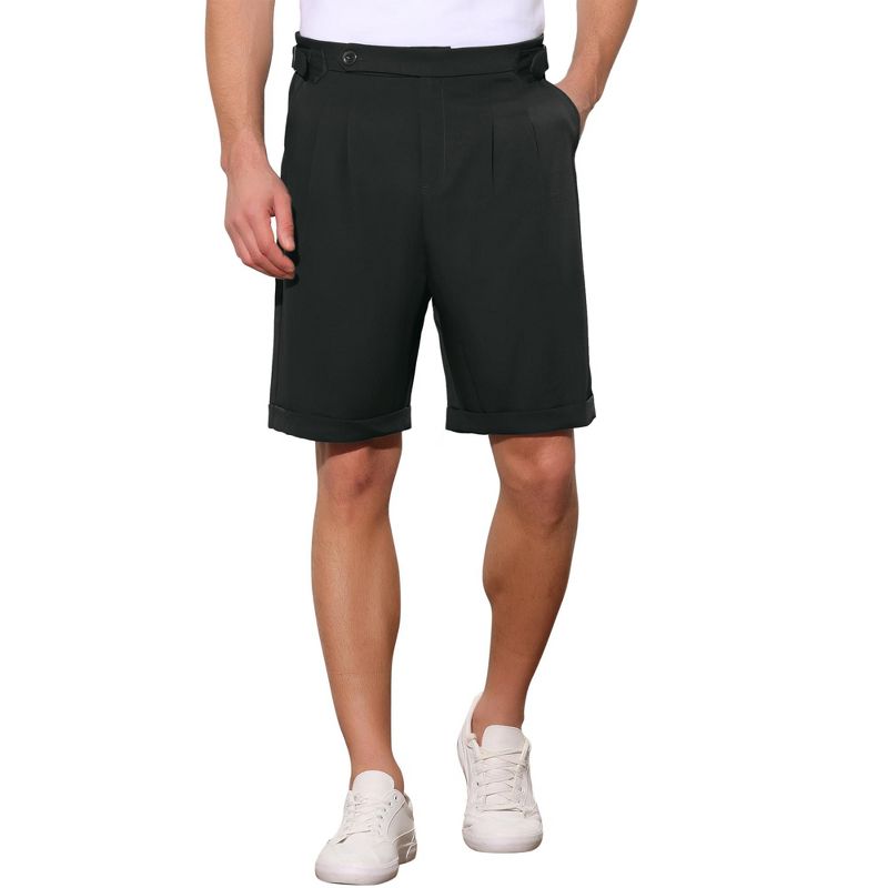 Lars Amadeus Men's Summer Pleated Front Straight Leg Business Dress Chino Shorts, 1 of 5
