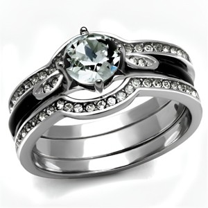 Slickblue Women's Stainless Steel Ring Silver Polished Finish with Clear Synthetic Crystal Sizes 5-11 - 1 of 4