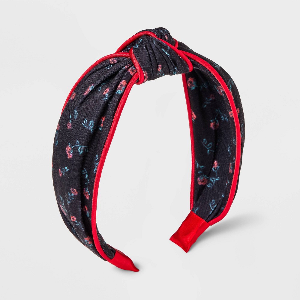 Girls Floral Top Knot Headband - art class Black/Red