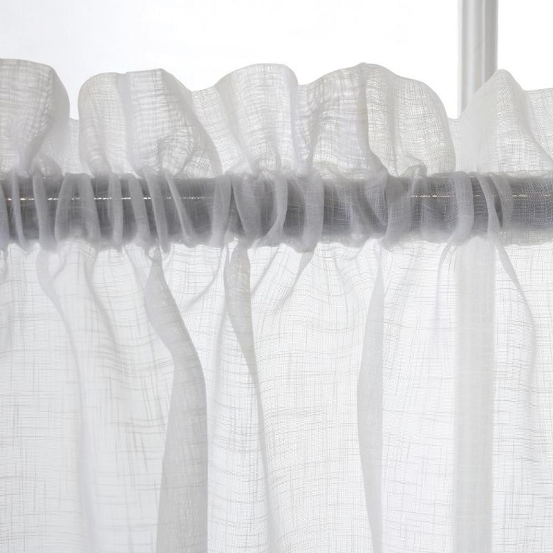 Habitat Cote D' Azure Sheer Rod Pocket 3 Piece Curtain Tiers and Valance Set 52" x 24" White, 3 of 6