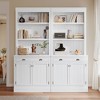 TiramisuBest 83.4"Tall Bookcase with LED Lighting–Modern Storage Bookshelf with 3 Drawers and Adjustable Shelves for Living Room and Home Office,White - 3 of 4