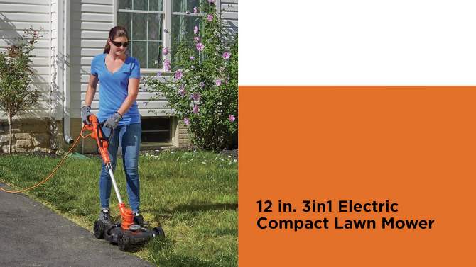 Black & Decker BESTA512CM 120V 6.5 Amp Compact 12 in. Corded 3-in-1 Lawn Mower, 2 of 7, play video