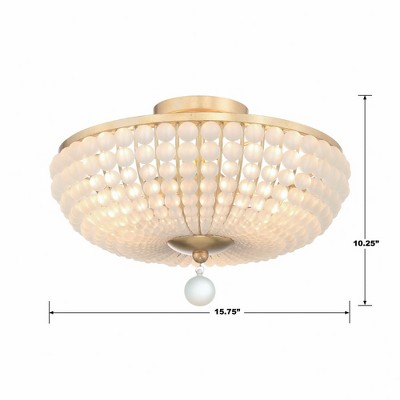 Bella Antique Gold and Frosted Glass Bead Flush Mount Ceiling Light
