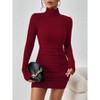 Women's Casual Sweater Dress Turtleneck Ribbed Bodycon Long Sleeve Mini Knit Dresses - 4 of 4