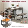 ODK 3-Piece Rectangular Dining Table Set for 4 with Wine Rack, Storage Shelf and 2 Benches, Kitchen Table Set for Small Spaces, Apartments, Home - 4 of 4