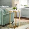 Lantine 26" Narrow Side Table, Half-Flower Accent Side Table with Stylish Gold Frame,  Faux Marble Nightstand for Bedroom White and Gold - 3 of 4