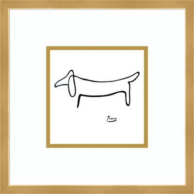 16" x 16" Le Chien The Dog by Pablo Picasso Framed Wall Art Print - Amanti Art