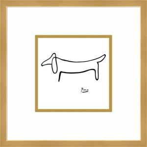 16" x 16" Le Chien The Dog by Pablo Picasso Framed Wall Art Print Beige - Amanti Art: Minimalist Dachshund Drawing, Hardwood Frame - 1 of 4