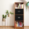Fabric Storage Cube Bins Foldable Organizer Container Collapsible Basket with Lids and Metal Handles,for Home, Bedroom,Closet (Black, 3 Pcs) - 3 of 4