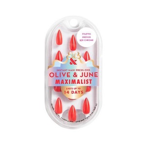 Olive & June Press-On Fake Nails - Maximalist - M Stiletto - Red Chrome - 42ct - 1 of 4