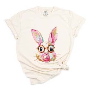Bunny Face Textured Paint - Women's Garment Dyed Graphic T-Shirt - 1 of 4