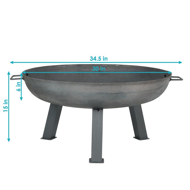 Sunnydaze Outdoor Camping or Backyard Round Cast Iron Rustic Fire Pit Bowl with Handles, 3 of 11