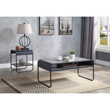 42" Raziela Coffee Table Concrete Gray and Black Finish - Acme Furniture