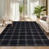 Washable Indoor Modern Living Room Area Rugs, Geometric Checkered Home Decor Carpet for Bedroom Dining Room Nursery - 2 of 4